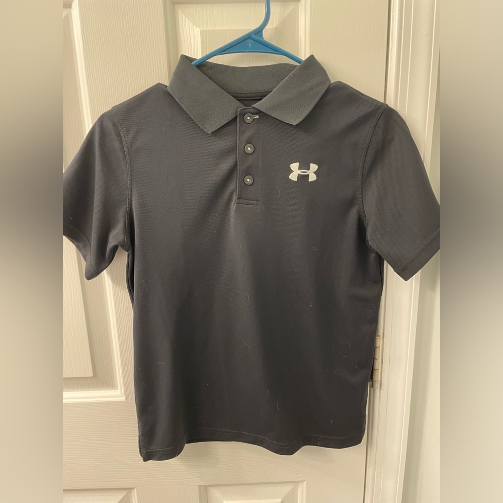 Under Armour black polo embroidered logo YL